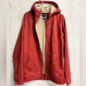 Burton Fleece Lined Full Zip Hoodie Red Mens Large Snowboard Outdoor